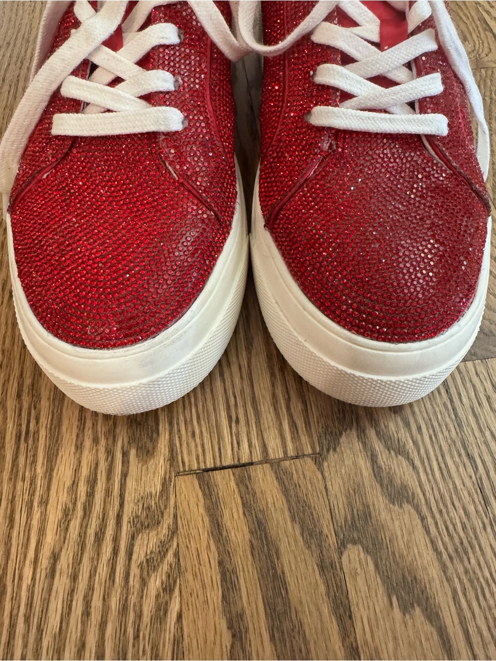 Jessica Simpson Women’s Sparkling Ruby Red Platform Sneakers - Picture 5 of 9
